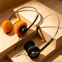Retro Portable Wired Earbuds - Small Underwire Headphones for Sports, Music, MP3 Walkman Fashion Photo Props