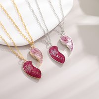 Two Piece Best Friend Heart Necklace for Women Girls Fine Pink Heart Magnetic Necklace Love Gift Fashion Hot Jewelry 2026 New