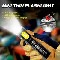 Outdoor LED Flashlight 550LM 5 Modes Portable Mini Torch with Hat Clip Magnet USB Rechargeable Pocket Lantern Flood Work Light