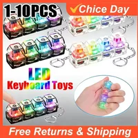 Portable LED Keyboard Keychain Click Button Stress Reliever Cute Desk Accessory for Office Anxiety Relief Fun Gadget Idea Amagi