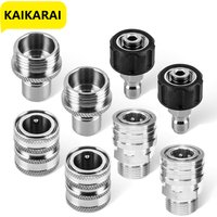 Pressure Washer Quick Connect Stainless Steel Kit, M22 14mm to 3/8" Quick Connect, Brass Fitting for 3/4-inch Threaded American