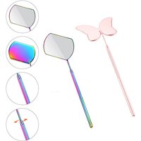 Grand Miroir de Maquillage Grossissant en Forme de Papillon, Longue Poignée pour Vérifier l'Extension de Faux Cils