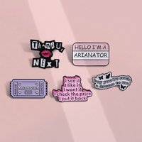 Thank You Next Hello I'm A Arianator Funny Quotes Enamel Pins Creative Cartoon Metal Brooches Lapel Badge Accessories for Gift