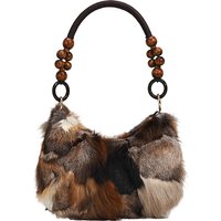 Chic Fox Fur Underarm Shoulder Bags For Women New Autumn Winter Warm Luxury Designer Purses And Handbag Dinner Party Evening Bag