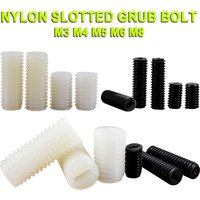 Nylon Slotted Grub Bolt M3 M4 M5 M6 M8 M10 M12Black/White Plastic Insulated Slotted Flat Point End No Head Headless Fixing Screw