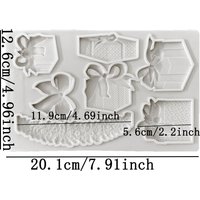 Gift Box and Bow Silicone Mould Fondant Cake Decorating Silicone Mold Clay,Sugarcraft Cupcake Top Chocolate Baking Tool