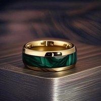 Drop Shipping With Dark Green Abalone Shell Inlay Rings Fashion 8mm Men Stainless Steel Ring for Men Women Wedding Band Jewelry