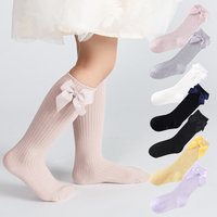 1/5Pairs Children Girls Socks With Bows Cotton Soft Toddlers Long Socks Kids Princess Dance Knee Stocking For Girls 1-8Years Old