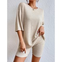 Spring Summer Short Sleeve T Shirt Short Pants Two Piece Set Women Casual Loose O Neck Top High Waist Tracksuit Female Outfits