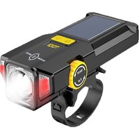 AliExpress cycle zone Multi-functional Solar Bike Headlight LED Bicycle Front Light with Zoom Red Warning Side Light Rechargeable Night Riding Safety