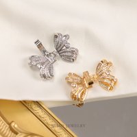 Gold Plated Copper Bow Beaded Double Layer Buckle Fastener Clasp DIY Jewelry Making Accessories Buckle For Necklace Bracelet