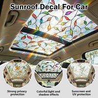 Floral Stained Glass Window Film Static Cling Sunroof Sticker Sun Glare Blocking Privacy Decal No Residue Decor for Car Home