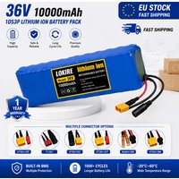 10S3P 36V 10000mAh 18650 Lithium-Ionen-Akkupack Wiederaufladbarer Akku für Elektroroller E-Bike Fahrrad 1000W Motor Ersatzakku mit Smart BMS-Schutz Überladungs- Überentladungs- Kurzschluss-Sicherheit