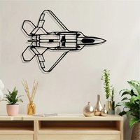 Vintage Powder Coated F-22 Raptor Model - Stylish Fighter Jet Wall Art for Teen's Room, Perfect Aviation Gift