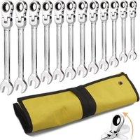 WOZOBUY Flexible Ratchet Wrench Set, Spanner Model 6-22mm,Gear Ring Ratcheting Combination Flexi Wrench Kit Metric Flex Head