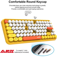 AJAZZ 308i Wireless Bluetooth Keyboard 84-Key Rechargeable Vintage Style Round Typewriter Keycaps Portable Membrane Keyboard