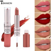 Double-Ended Velvet Matte Lipstick with Long-Lasting Effect, Brightening and Complexion-Enhancing Lipstick Pen for Autumn and Winter, Non-Transfer Matte, Valentine's Day Gift Lipstick