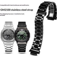 Stainless Steel Watch Band Metal Strap Fit Casio GA2100 GM2100 Black Steel Bracelet For Oak Farm Watch Replacement Accessories