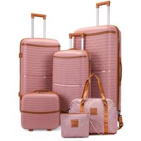 Six-Piece Set PP Luggage Suitcase with Anti-Explosion Zipper And Universal Wheels Travel Bag Cargo Storage Box Boarding Box