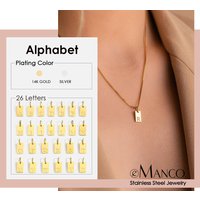 eManco Initial Necklace Engraved A-Z Alphabet Charm Necklace Box Chain Stainless Steel Women's Minimalism Jewelry Gift Wholesale