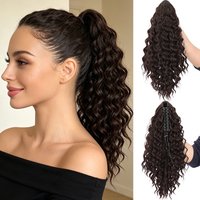 16Inch Synthetic Claw Clip Ponytail Short Wavy Curly Hair Extension Fluffy Hairpiece for Women Daily Use