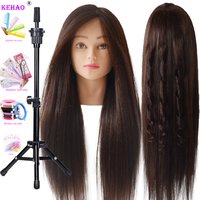 85%Real Hair Doll Head For Hairstyle Professional Training Head Kit Mannequin Head Styling To Practice Hot Curl Iron Straighten