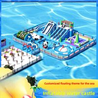 Large Floating Water Castle Inflatable Lake Park with Water Trampoline and Obstacle Course for Outdoor Playground Entertainment