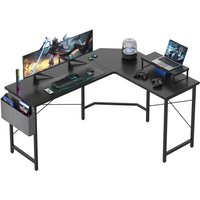 L Shaped Gaming Desk 150x120x75cm, Corner Desk with Monitor Stand and Side Storage Bag, Computer Desk for Home and Office, Blac