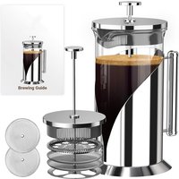 1000ml French Press Coffee Pot Stainless Steel Coffee Plunger Double Wall Outdoor Glass Coffee Maker Camping Travel French Press