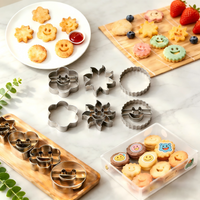 Cookie Cutter Set, 6PCS Stainless Steel, Smiling Face Shapes, Durable Easy Clean, Fondant Pastry Cake Baking Tools