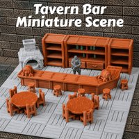 28mm TRPG Tavern Bar Furniture Miniature Terrain Set, Tabletop RPG Scenery Terrain for Fantasy RPG Game