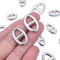 10Pcs Stainless Steel Pig Nose Charm Pendants Metal Double Hole Oval Connectors For DIY Jewelry Making Bracelet Necklace Supply