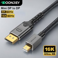 16K Mini DisplayPort to DP Cable DP2.1 Bi-Directional Braid Conversion Adapter 16K@60Hz 8K@60Hz For MacBook Laptops Projector