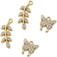 3pcs Stainless Steel Leaf Butterfly Stones High Quality Anti Allergic Girl Pendant DIY Accessory Necklace Earrings PVD Plated