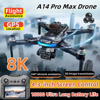 For Xiaomi A14pro Max Drone 4.5-inch Large Screen 8K HD Three Camera Gps Brushless Optical Flow Obstacle Avoidance RC 18000m UAV