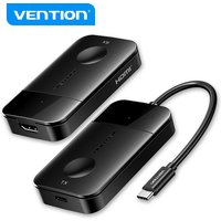 Vention Wireless USB-C to HDMI Transmitter Receiver Adapter for iPhone 16 15 50M 5GHz 4K PD 60W Type C Adapter for TV Monitor