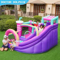 Doctor Dolphin Inflatable Bounce House With Slide Jumping Castle Bouncy House Trapoline With Blower Kids Birthday Gift Toys