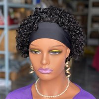 Pixie Headband Curly Wig Peruvian Remy Human Hair Wig Short Curly Pixie Cut Full Machine Made Wig 6 Inch Human Hair