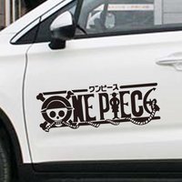 One Piece Anime Personality Cartoon Car Stickers 29*10cm Glossy English Vehicle Body Door Grille Stickers for Vehicle Decoration