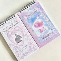 60p Original INS Glass Fog Bandage Flower Language Color Page Romantic Narrow Notebook Korean Collage Notebook Coil Notebook New