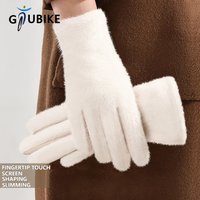 AliExpress NONE GTUBIKE 1 Pair Fashion Winter Touchscreen Gloves Plush Warm Cold-proof Gloves Women Outdoors Sports Cycling Solid Color Mittens