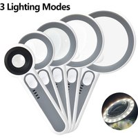 5X 6X 11X 12X Rechargeable Handheld Magnifier 3 Lighting Modes Illuminated Magnifying Glass with LED Light for Seniors Reading