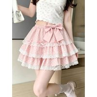 Sweet Lolita Womens Princess Cake Skirt Lace Ruffled Mini Bottom Kawaii Harajuku Y2k Party Daily Outfit Faldas Mujer Skirts