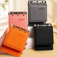 Durable A7 Pocket Notebook PU Leather 3-Ring Binder Journal with Removable Lined Paper Loose-leaf Notebook Office