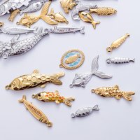 Stylish 5pcs/lot 18K Gold Plated Stainless Steel Fish Pendants Goldfish Charms DIY Necklace Earrings Jewelry Making Accessories