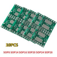 10PCS SMD To DIP Adapter PCB Circuit Board Kit Double Side SOP8/SOP14/SOP16/SOP20/SOP24/SOP28 SOP TSSOP IC Test Socket Converter