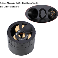 3-Stage Design Magnetic Coffee Distribution Dosing Ring Espresso Coffee Distributor Space Aluminum Star Needle WDT Tool