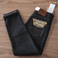 2024 Autumn and Winter American Retro Primary Color Black Denim Jeans Men's 86.4% Cotton Washed Old Heavyweight Straight Pants