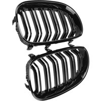 Vorderer Nierengitter, doppelte Lamellen, glänzend schwarz, für BMW 5er E60 520i 523i 525i 528i 530i 535i 550i 2003 2004 2005 2006–2009
