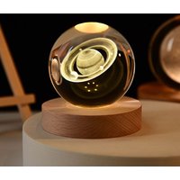 Boule de cristal 3D de 6 cm, planète en cristal, veilleuse, système solaire gravé au laser, globe astronomique, cadeau d'anniversaire, décoration de bureau à domicile